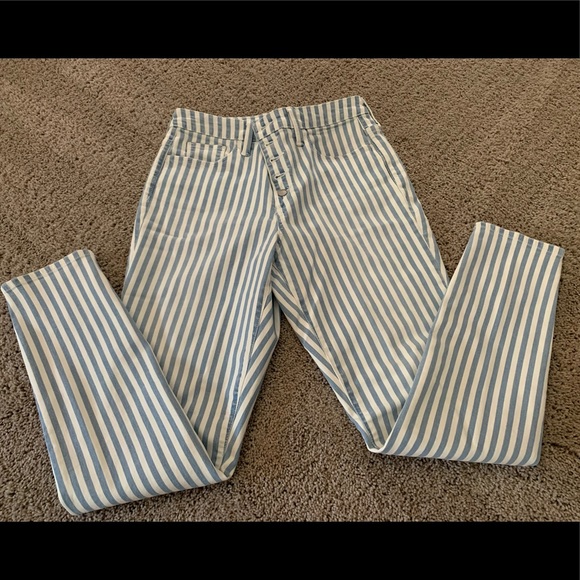 Blue & White Striped High Waist Skinny Jeans - Picture 6 of 10